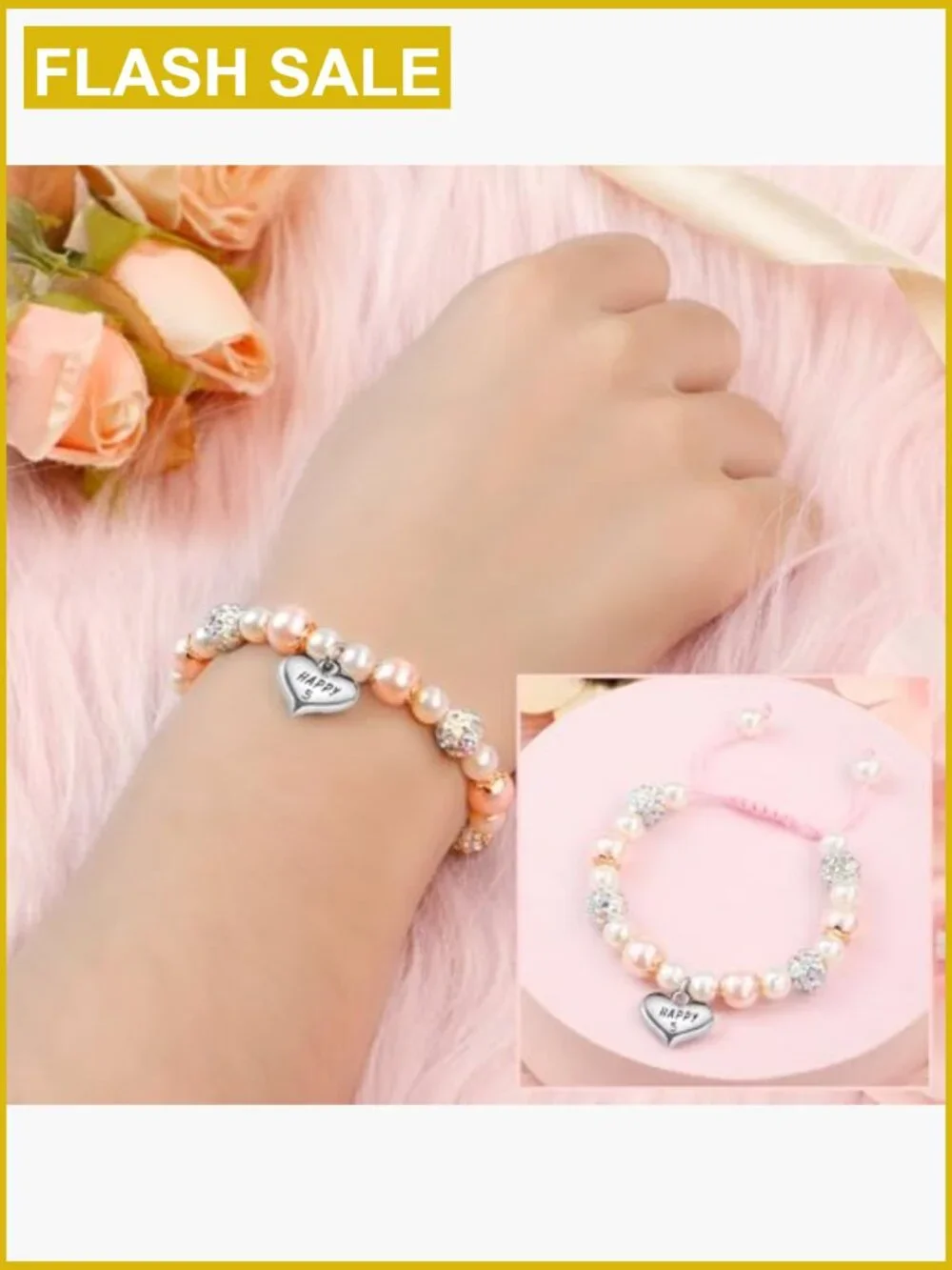 Adjustable Cross/Pearl Bracelet, Birthday Gift for Girls, Link Bracelet